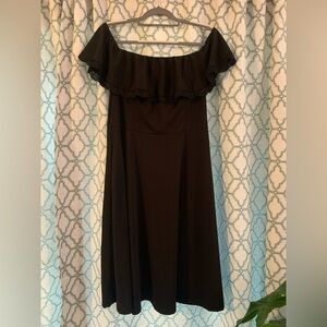 Black Ruffled Off-Shoulder Dress